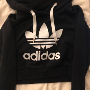 Adidas cropped logo hoodie